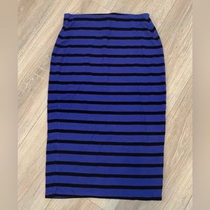 Old Navy Blue & black striped pencil skirt Elastic Waist Midi